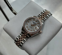 Rolex DateJust 28mm Mother of Pearl Diamond Dial / Diamond Bezel Ref. 279381RBR