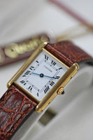 Cartier Tank Louis, Paris Stamped 18k Gold on Leather (Ref. 8105)