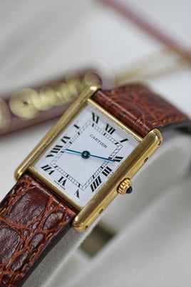 Cartier Tank Louis, Paris Stamped 18k Gold on Leather (Ref. 8105)