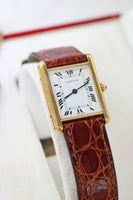 Cartier Tank Louis, Paris Stamped 18k Gold on Leather (Ref. 8105)