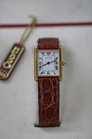 Cartier Tank Louis, Paris Stamped 18k Gold on Leather (Ref. 8105)