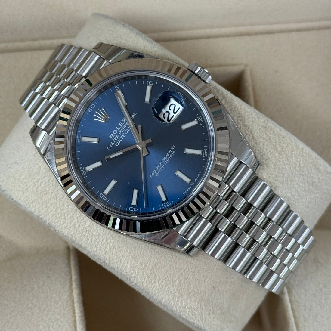 Rolex DateJust 41 Blue Stick Dial on Jubilee Ref. 126334