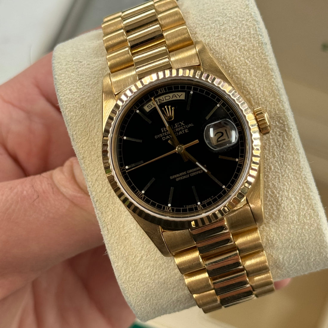 Rolex Day-Date 36 Black Stick Dial Ref. 18238