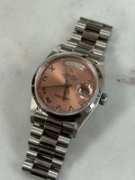 Rolex Day-Date 36 Platinum Salmon Roman Dial (Ref. 18206)