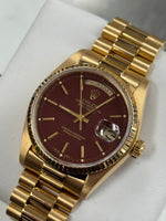 Rolex Day-Date 36mm "Ox-Blood" Stella Dial (Ref. 18038)