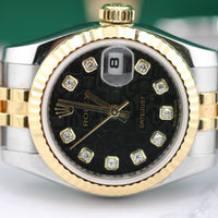 Rolex Ladies DateJust 26mm,Two Tone, Black Diamond Anniversary Dial (Ref. 179173)