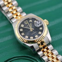 Rolex Ladies DateJust 26mm,Two Tone, Black Diamond Anniversary Dial (Ref. 179173)