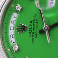 Rolex 36mm Day-Date RARE Green Stella Dial w Diamonds, White Gold (Ref. 1803)