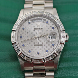 Rolex Platinum Day-Date, 36mm Factory Pleiades Dial and Baguet Bezel (Ref. 18366)