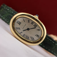 Cartier Baignoire, 18k Gold on Green Leather
