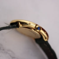 Cartier Baignoire, 18k Gold on Green Leather