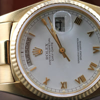 Rolex 36mm Day-Date President, White Roman Dial (Ref. 18038)