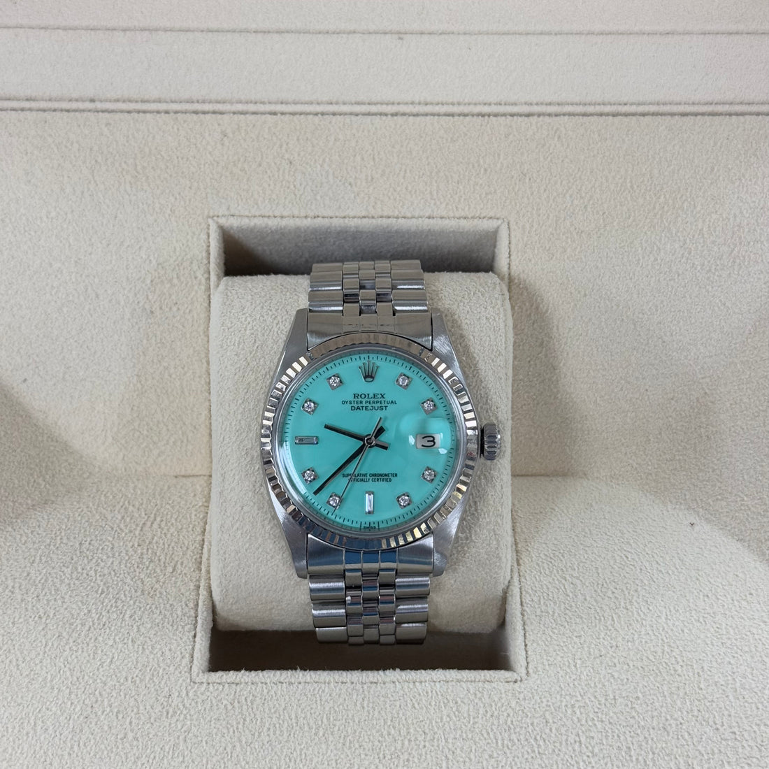 Rolex DateJust 36 Custom Tiffany Blue Dial Watch 1601