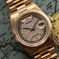 Rolex Day-Date 36mm "Peacock" Sapphire Pave Dial President (Ref. 18238)