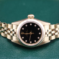 Rolex Ladies DateJust 26mm, 18k Yellow Gold, Black Diamond Dial (Ref. 67197)