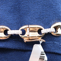 Semi-Pave Puff Bracelet 14K Rose, White Gold