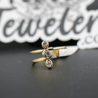 Fashion Ring Split Band, 3 Diamonds 14k Yellow Gold