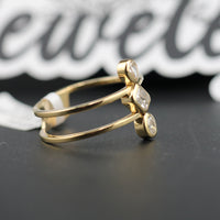 Fashion Ring Split Band, 3 Diamonds 14k Yellow Gold