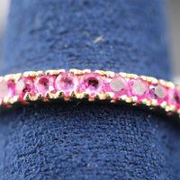 Red Stone Eternity Band Ring, 14k Rose Gold