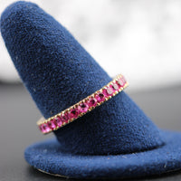 Red Stone Eternity Band Ring, 14k Rose Gold