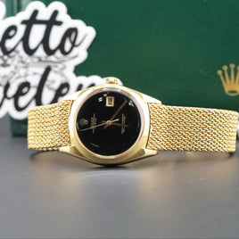 Rolex DateJust 36mm, Black Onyx Dial, Factory Mesh Bracelet (Ref. 1602)