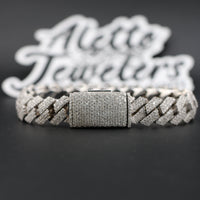 Pavé Cuban Bracelet, 14k White Gold, 14ct Diamonds