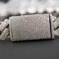 Pavé Cuban Bracelet, 14k White Gold, 14ct Diamonds