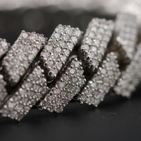 Pavé Cuban Bracelet, 14k White Gold, 14ct Diamonds