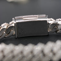 Pavé Cuban Bracelet, 14k White Gold, 14ct Diamonds
