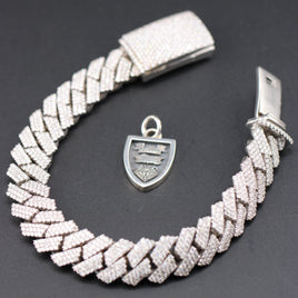 Pavé Cuban Bracelet, 14k White Gold, 14ct Diamonds