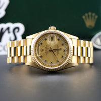 Rolex Day-Date 36mm, Champagne String Diamond Dial with Sapphire (Ref. 18238)