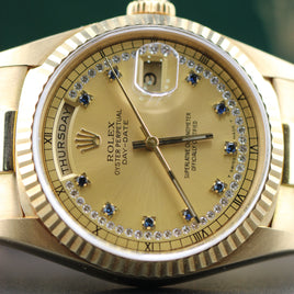 Rolex Day-Date 36mm, Champagne String Diamond Dial with Sapphire (Ref. 18238)