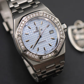 Audemars Piguet Lady Royal Oak Ice Blue Dial, Diamond Bezel (Ref. 77321ST)