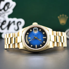 Rolex Day-Date 36mm, Blue Vignette Diamond Dial (Ref. 18038)