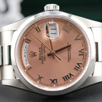 Rolex Day-Date 36 Platinum Salmon Roman Dial (Ref. 18206)