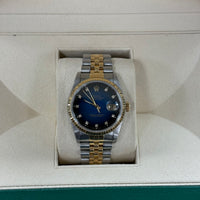 Rolex DateJust 36 18k Yellow Gold/Stainless Steel Blue Vignette Diamond Dial (Ref. 16233)