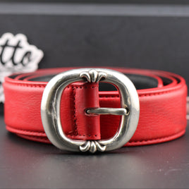 Chrome Hearts Red Leather Gunslinger Belt, Size 34