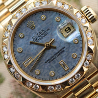 Rolex 26mm DateJust, MOP Diamond Dial, Pyramid Diamond Bezel, President (Ref. 69258)