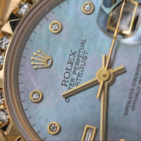 Rolex 26mm DateJust, MOP Diamond Dial, Pyramid Diamond Bezel, President (Ref. 69258)