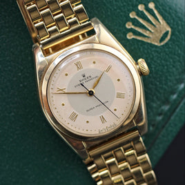 Rolex "Bubble Back" Super Precision, 14k Gold Case, P-Eyes Bracelet (Ref. 5050)