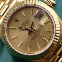 Rolex DateJust 26mm, Champagne Dial, 18k Gold President (Ref. 69178)