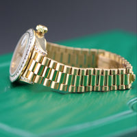 Rolex DateJust 26mm, Mother of Pearl Dial, 18k Gold President, Factory Diamond Lugs, Custom Bezel (Ref. 69238)