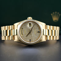 Rolex Day-Date 36mm, Pavé Diamond and Sapphire Index 6&9 (Ref. 18038)