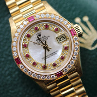Rolex DateJust Mother of Pearl Myriad Dial, Diamond and Ruby Bezel (Ref. 69068)