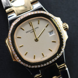 Patek Phillipe Nautilus Ladies 27mm, Two Tone Diamond Bezel (Ref. 4700/530J)