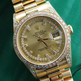 Rolex Day-Date 36mm "Crown Collection" String Diamond Dial, Bezel, and Lugs (Ref. 18388)