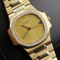 Patek Philippe Nautilus, Gilt Champagne Diamond Dial, 18k Gold, Diamond Bezel 37.5mm (Ref. 3800/3)