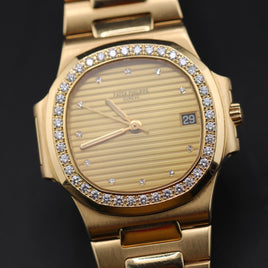 Patek Philippe Nautilus, Gilt Champagne Diamond Dial, 18k Gold, Diamond Bezel 37.5mm (Ref. 3800/3)