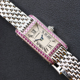 Cartier Tank Allongée 18k Factory Pink Sapphire Bezel (Ref. WB302831)