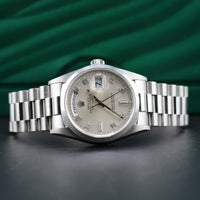 Rolex Day-Date 36mm Platinum President, Silver Diamond Dial (Ref. 18206)